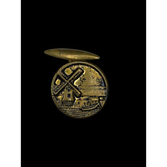 Circa 1930's Holland Windmill Brass Men Cufflinks - Picture 6 of 7